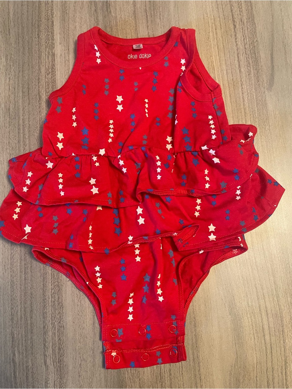 Adorable Okie Dokie Star-Print Tutu Bodysuit Dress – Size 18 Months